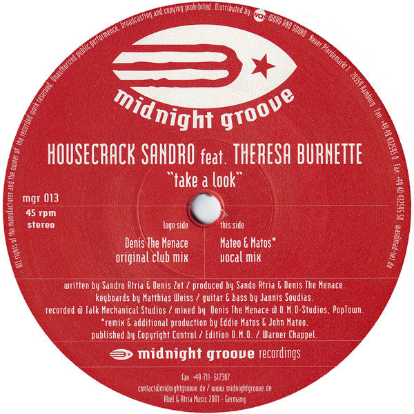 Housecrack Sandro - Take A Look - Used Vinyl Record 12"