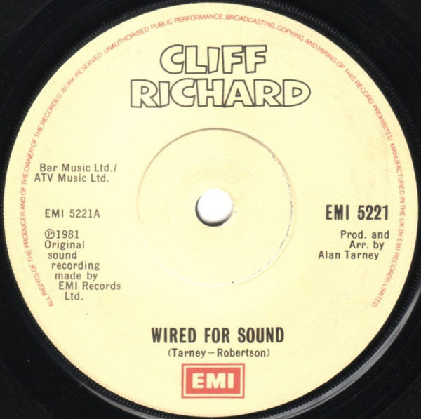 Cliff Richard - Wired For Sound - Used Vinyl Record 7"