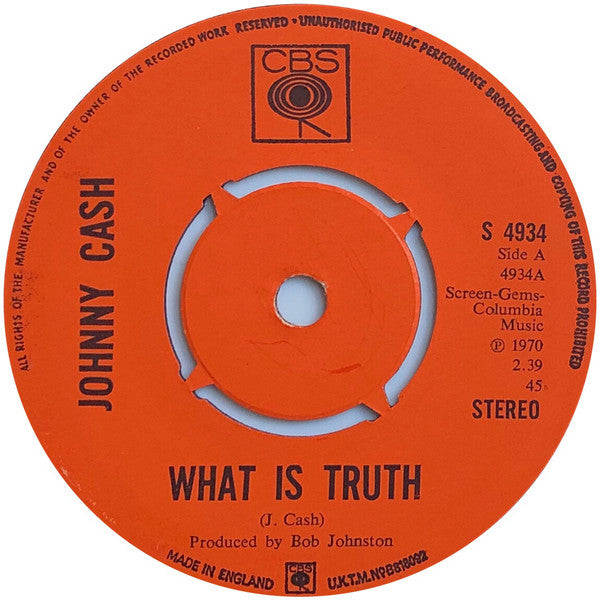 Johnny Cash - What Is Truth - Used Vinyl Record 7"