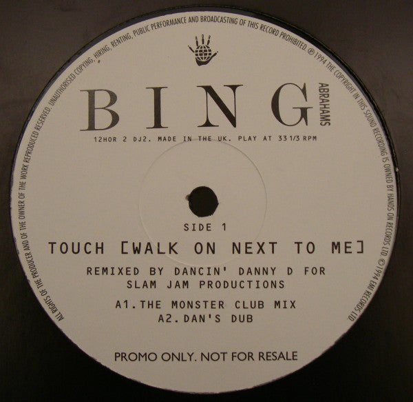 Bing Abrahams - Touch (Walk On Next To Me) - Used Vinyl Recor