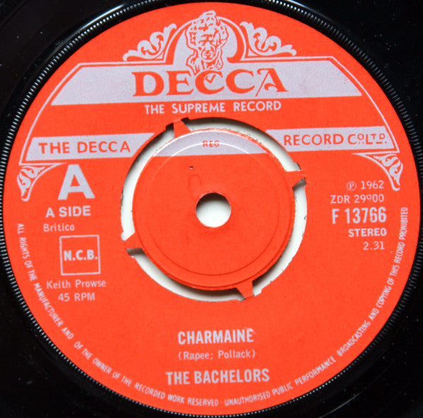 Bachelors - Charmaine - Used Vinyl Record 7"