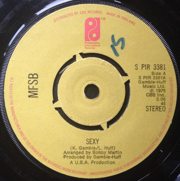 MFSB - Sexy - Used Vinyl Record 7"
