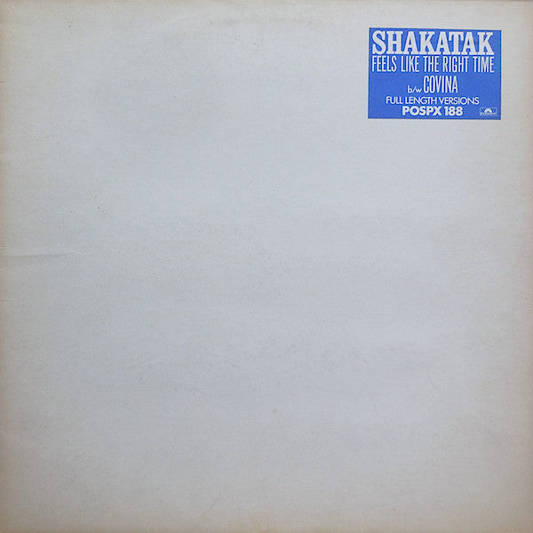 Shakatak - Feels Like The Right Time - Used Vinyl Record 12"