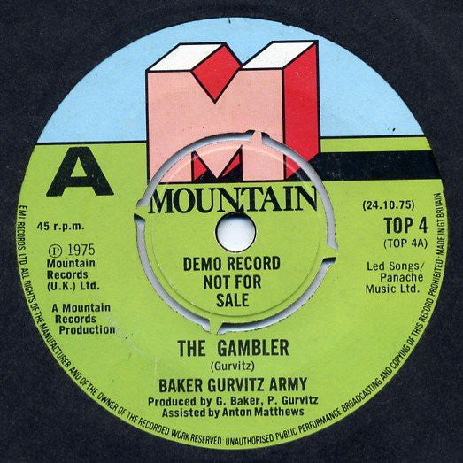 Baker Gurvitz Army - Gambler - Used Vinyl Record 7"