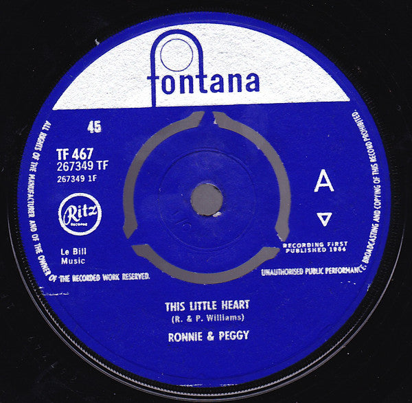 Ronnie And Peggy - This Little Heart - Used Vinyl Record 7"