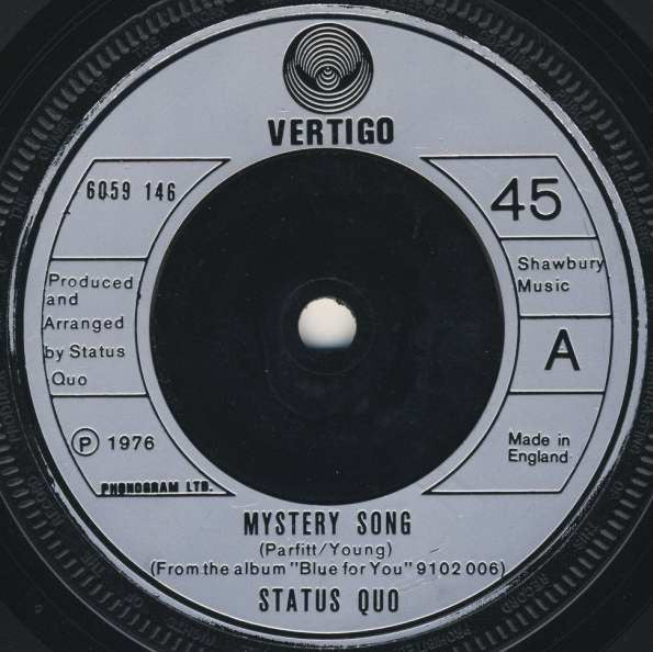 Status Quo - Mystery Song - Used Vinyl Record 7"