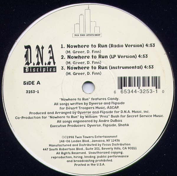 D.N.A. Disciples - Nowhere To Run / Agony Of Defeat - Used Vinyl Reco