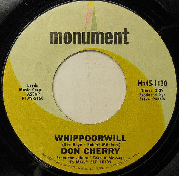 Don Cherry - Whippoorwill - Used Vinyl Record 7"