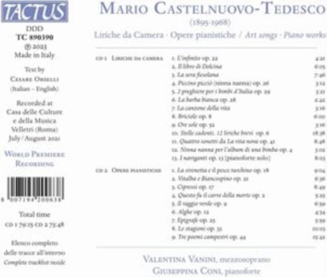 VALENTINA / GIUSE VA - CASTELNUOVO-TEDESCO - SONGS - CD