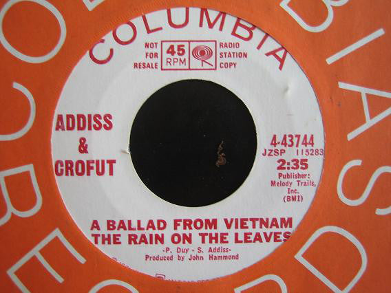 Addiss & Crofut - A Ballad From Vietnam The Rain On The Leave