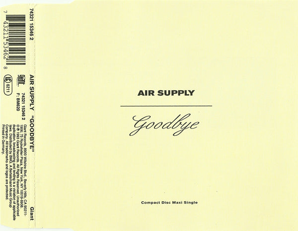 Air Supply - Goodbye - Used CD