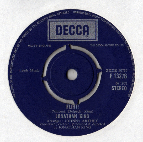 Jonathan King - Flirt! - Used Vinyl Record 7"