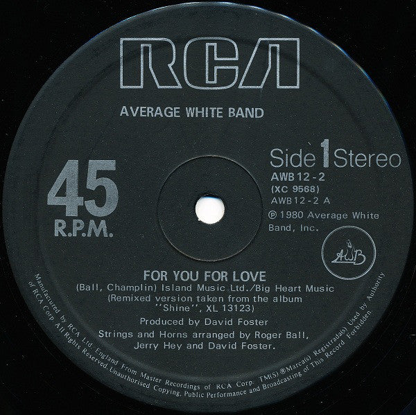 Average White Band - For You For Love - Used Vinyl Record 12"