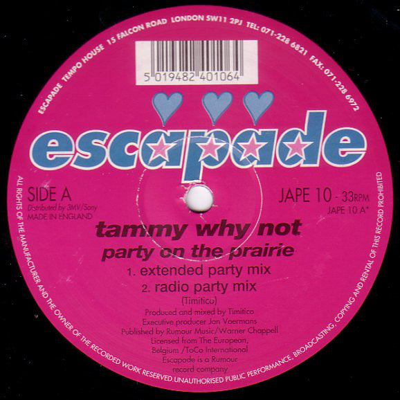 Tammy Why Not - Party On The Prairie - Used Vinyl Record 12"