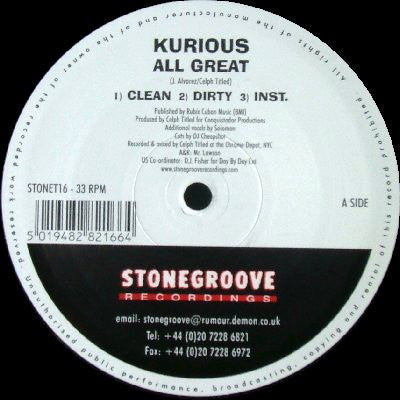 Kurious - All Great - Used Vinyl Record 12"