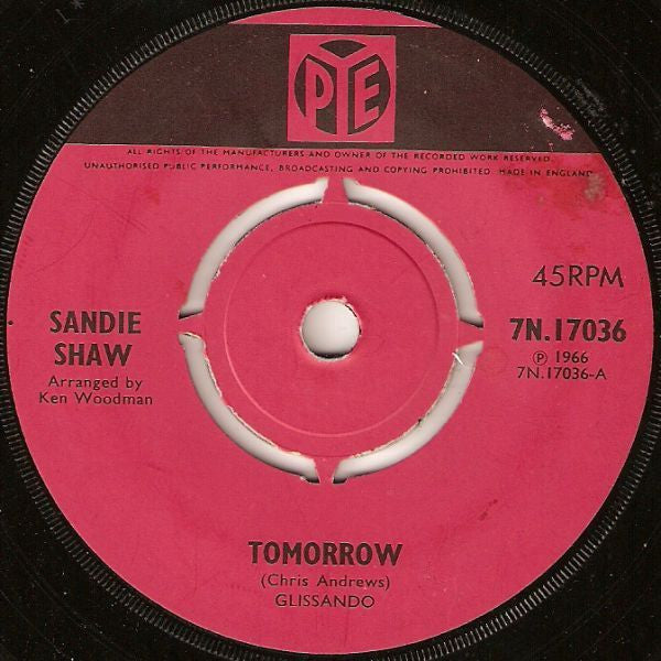 Sandie Shaw - Tomorrow - Used Vinyl Record 7"