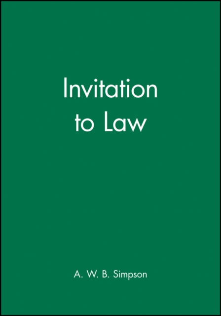 A.W.B. Simpson - Invitation to Law - New Paperback