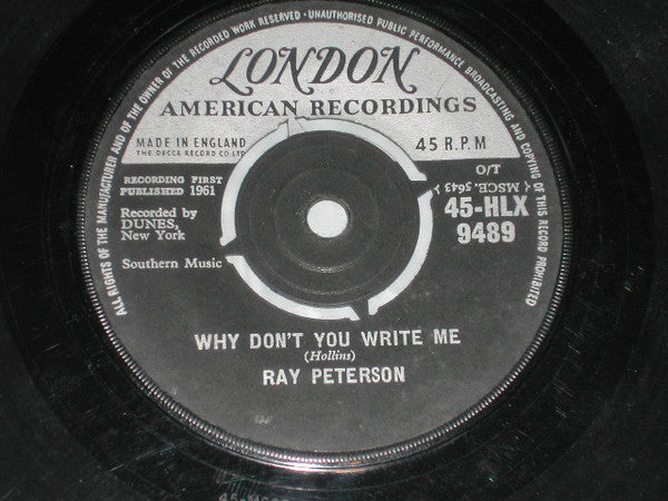 Ray Peterson - Why Don't You Write Me - Used Vinyl Record 7"