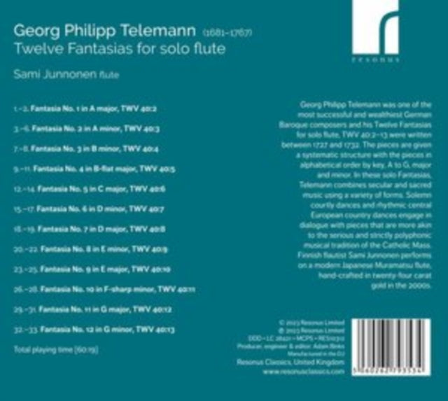 SAMI JUNNONEN FLUTE - GEORG PHILIPP TELEMANN TWELVE - CD