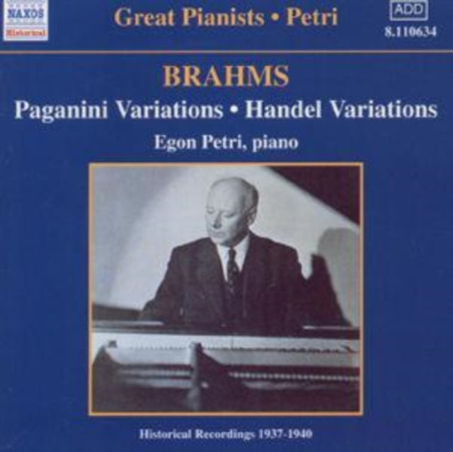 Johannes Brahms - PETRI - BRAHMS - PAGANINI VARIATIONS - New CD