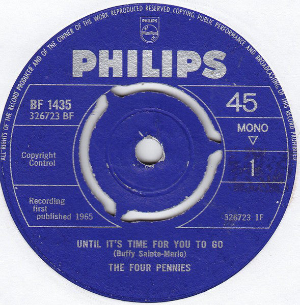 Four Pennies - Until It's Time For You To Go - Used Vinyl Record 7"