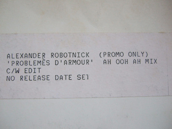 Alexander Robotnick - Problemes D'Amour - Used Vinyl Record 1