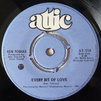 Ken Tobias - Every Bit Of Love - Used Vinyl Record 7"