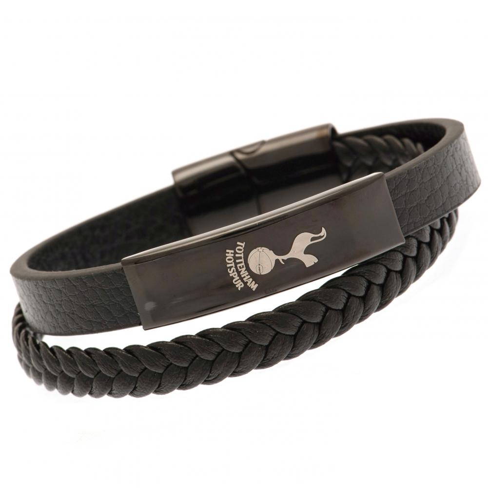 Tottenham Hotspur FC - Black IP Leather Bracelet - Leather