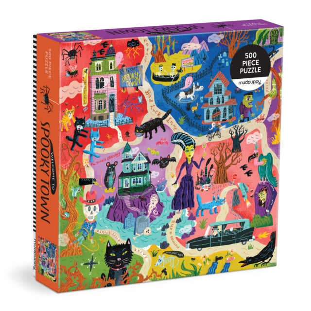 Mudpuppy - Welcome to Spooky Town 500 Piece Family Puzzle - New Jigsaw