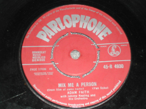 Adam Faith - Mix Me A Person - Used Vinyl Record 7"