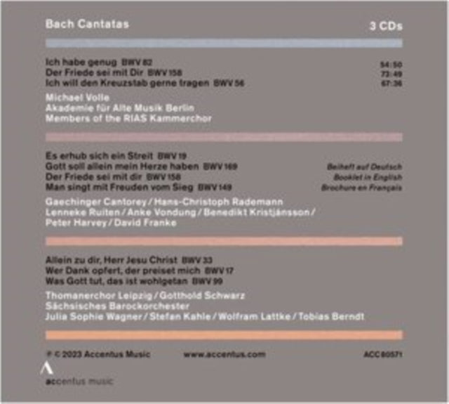 AKADEMIE FUR ALTE MU - JOHANN SEBASTIAN BACH CANTATA - CD