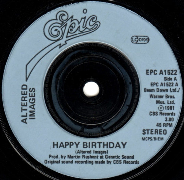 Altered Images - Happy Birthday - Used Vinyl Record 7"