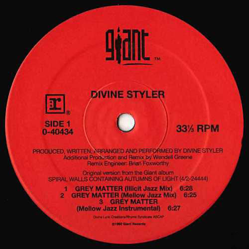 Divine Styler - Grey Matter - Used Vinyl Record 12"