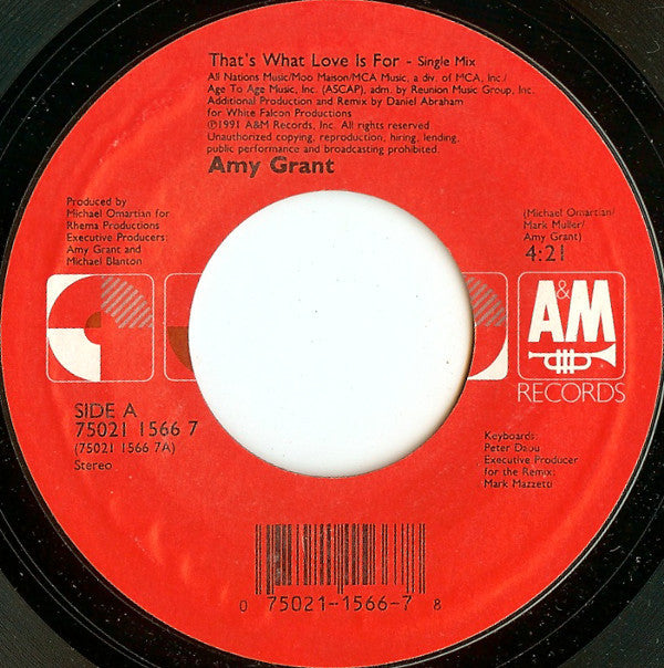 Amy Grant - That's What Love Is For - Used Vinyl Record 7"