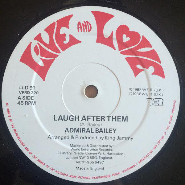Admiral Bailey - Laugh After Them - Used Vinyl Record 12"