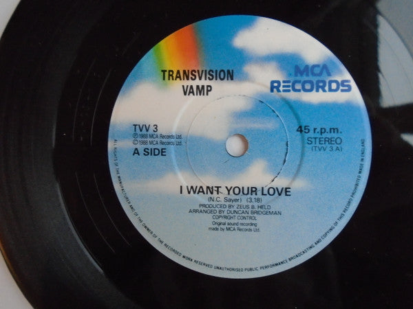 Transvision Vamp - I Want Your Love - Used Vinyl Record 7"