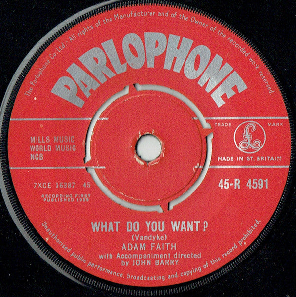 Adam Faith - What Do You Want ? - Used Vinyl Record 7"
