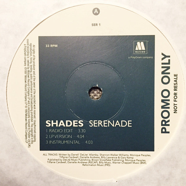 Shades - Serenade - Used Vinyl Record 12"