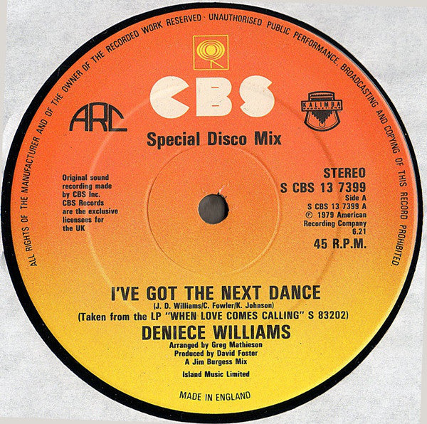 Deniece Williams - I've Got The Next Dance (Disco Mix) / When Love Co