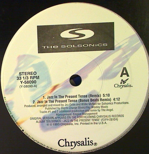 Solsonics - Jazz In The Present Tense - Used Vinyl Record 12"