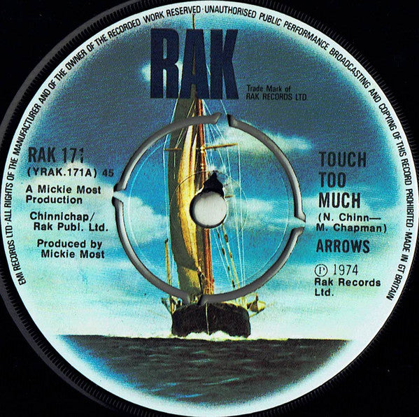 Arrows - Touch Too Much - Used Vinyl Record 7"