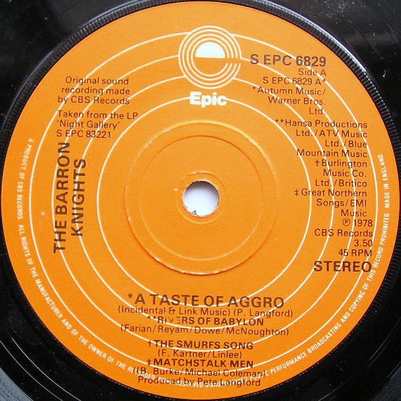 Barron Knights - A Taste Of Aggro - Used Vinyl Record 7"