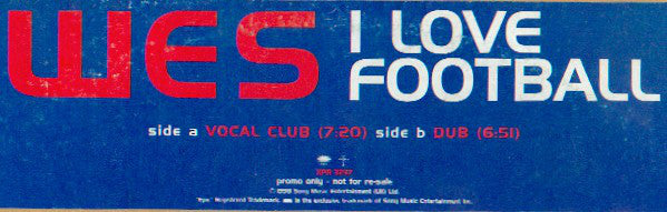 Wes - I Love Football - Used Vinyl Record 12"