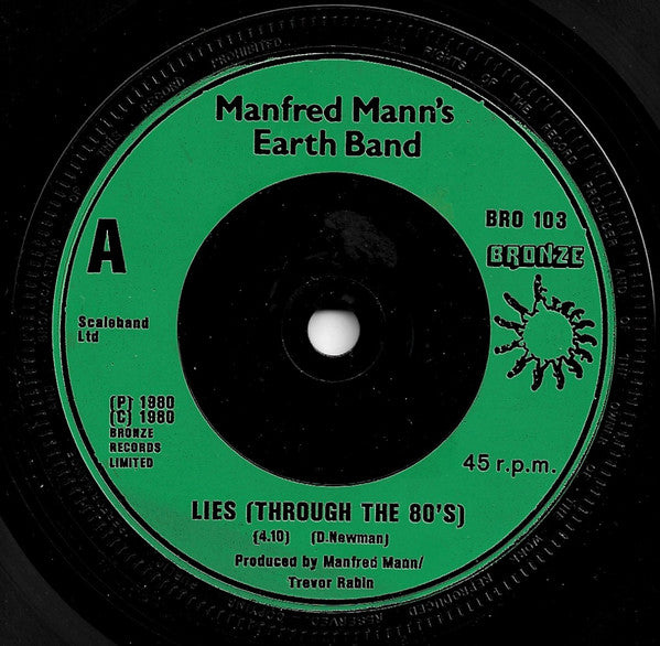 Manfred Mann's Earth - Lies (Through The 80's) - Used Vinyl Record 7"