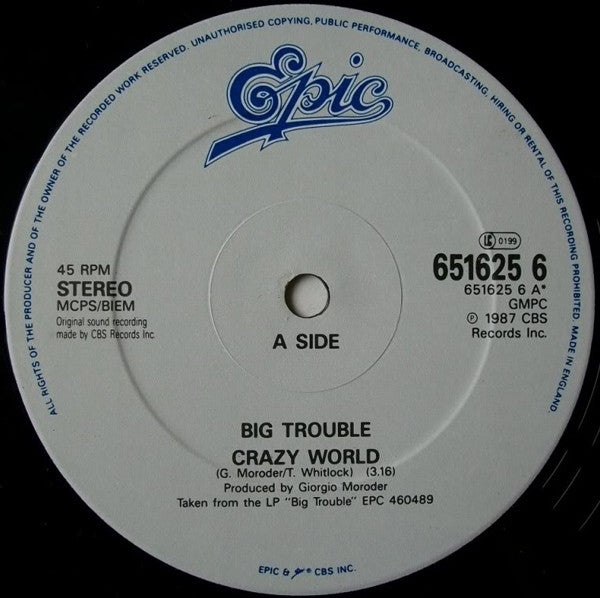 Big Trouble - Crazy World - Used Vinyl Record 12"