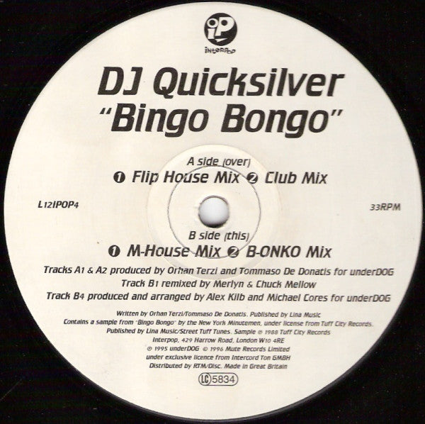 DJ Quicksilver - Bingo Bongo - Used Vinyl Record 12"