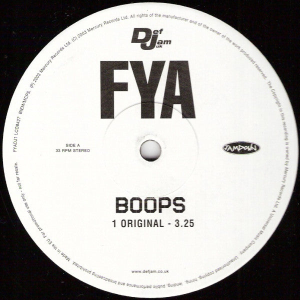 FYA - Boops - Used Vinyl Record 12"