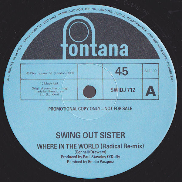 Swing Out Sister - Where In The World - Used Vinyl Record 12"