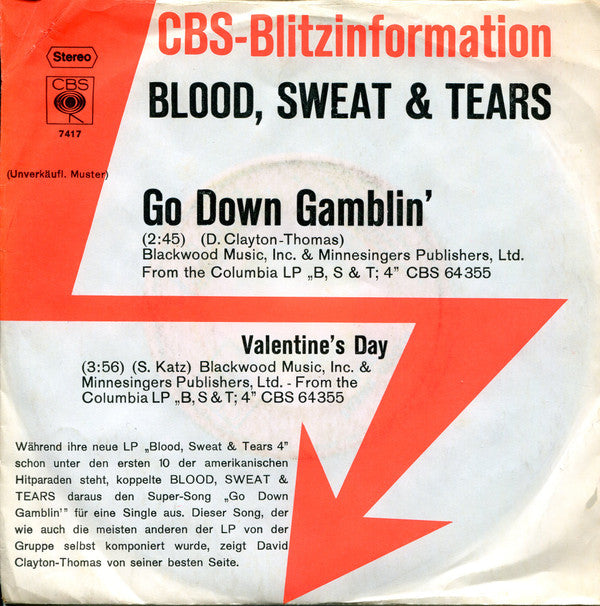 Blood - Go Down Gamblin' - Used Vinyl Record 7"