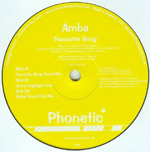 Amba - Favourite Song - Used Vinyl Record 12"